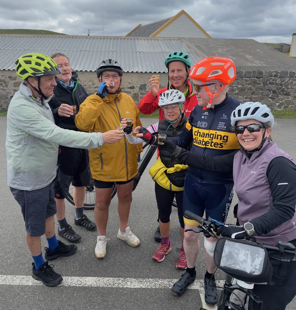 Group of cyclists at the Butt of Lewis